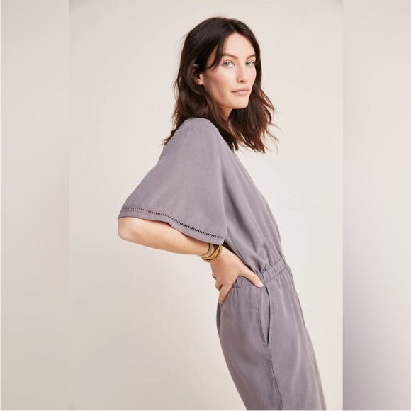 Cloth & Stone Gray V Neck Pull On Gulpiyuri Jumpsuit - Picture 2 of 4